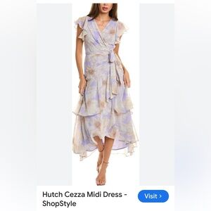 Hutch Floral Wrap Midi Dress - Soft Lavender and Beige